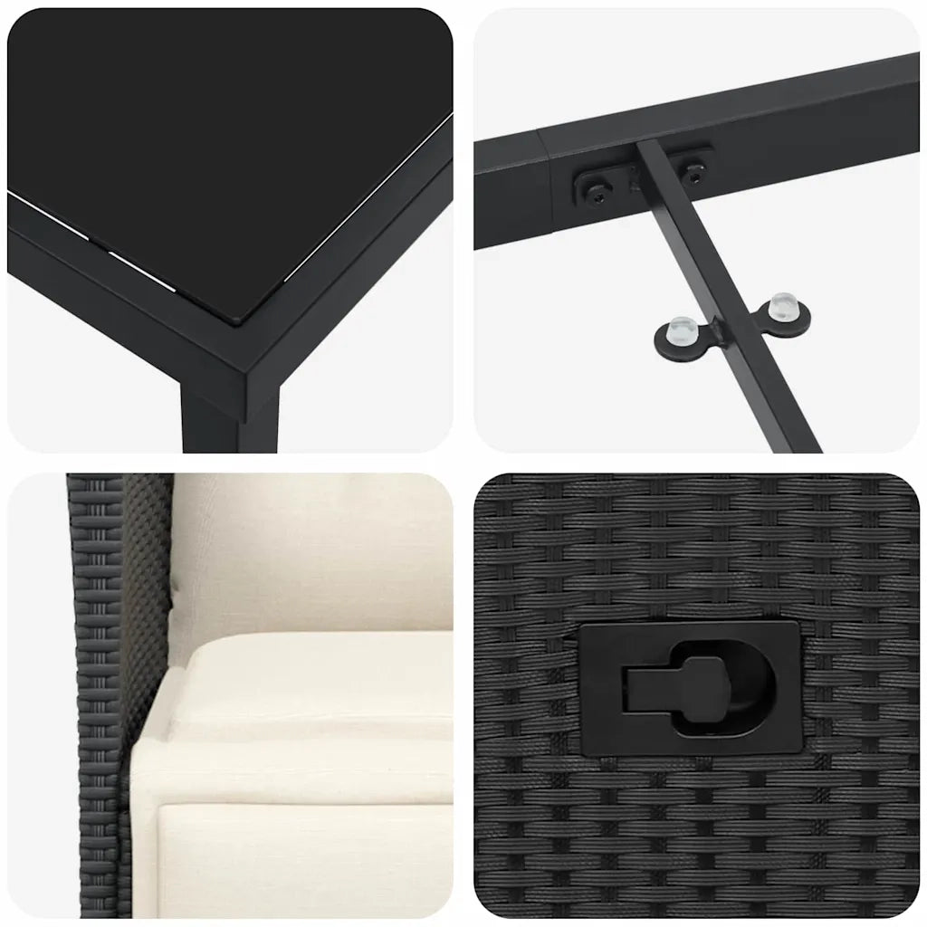 Set da Pranzo per Giardino con cuscino 5 pcs Nero polyrattan 3379614