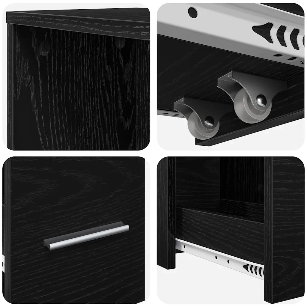 vidaXL Armadio da Bagno Stretto Rovere nero 22 x 41 x 135 cm
