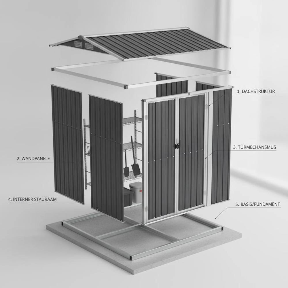 Garden Shed, Anthracite, 161x89x161 Cm, Galvanized Steel