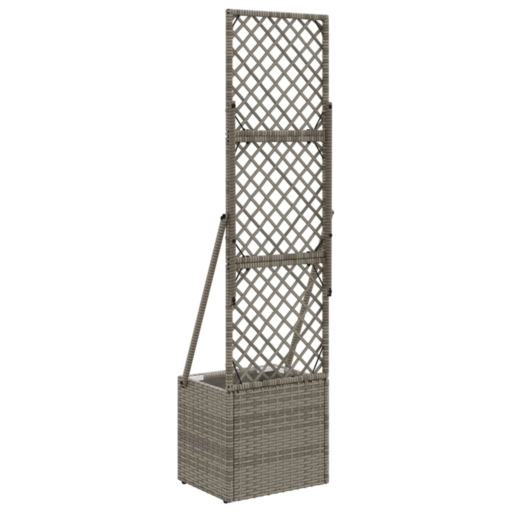 Vaso da Giardino con Trellis Grigio 35 x 30 x 135 cm polyrattan