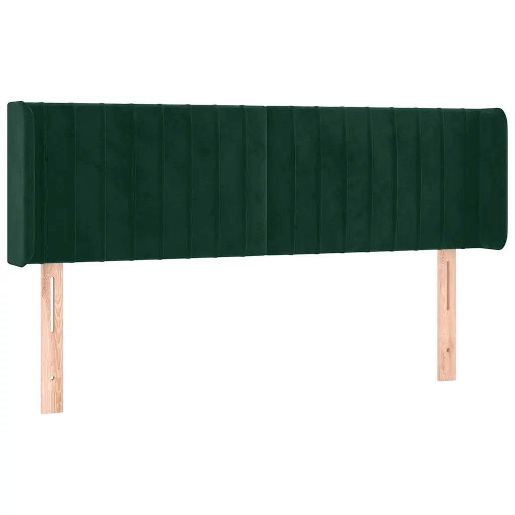 Testiera ad Orecchio-Testata con Orecchie Verde Scuro 147x16x78/88 cm in Velluto 584250