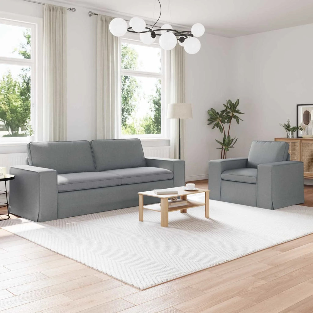 Set di divani 2 pcs Grigio chiaro 222 x 80 x 82 cm Tessuto