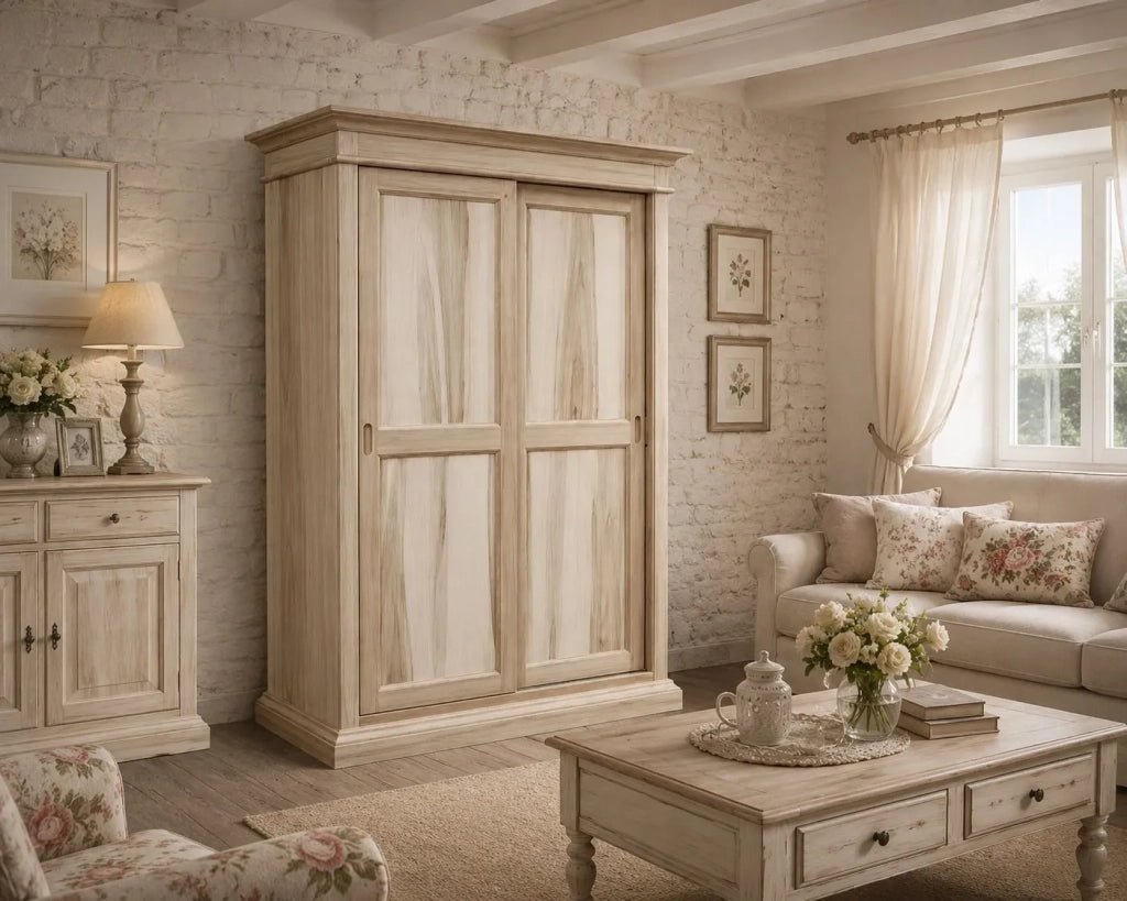 Armadio classico 2 porte scorrevoli legno grezzo 128x50x200 (483) - Mobili 2G