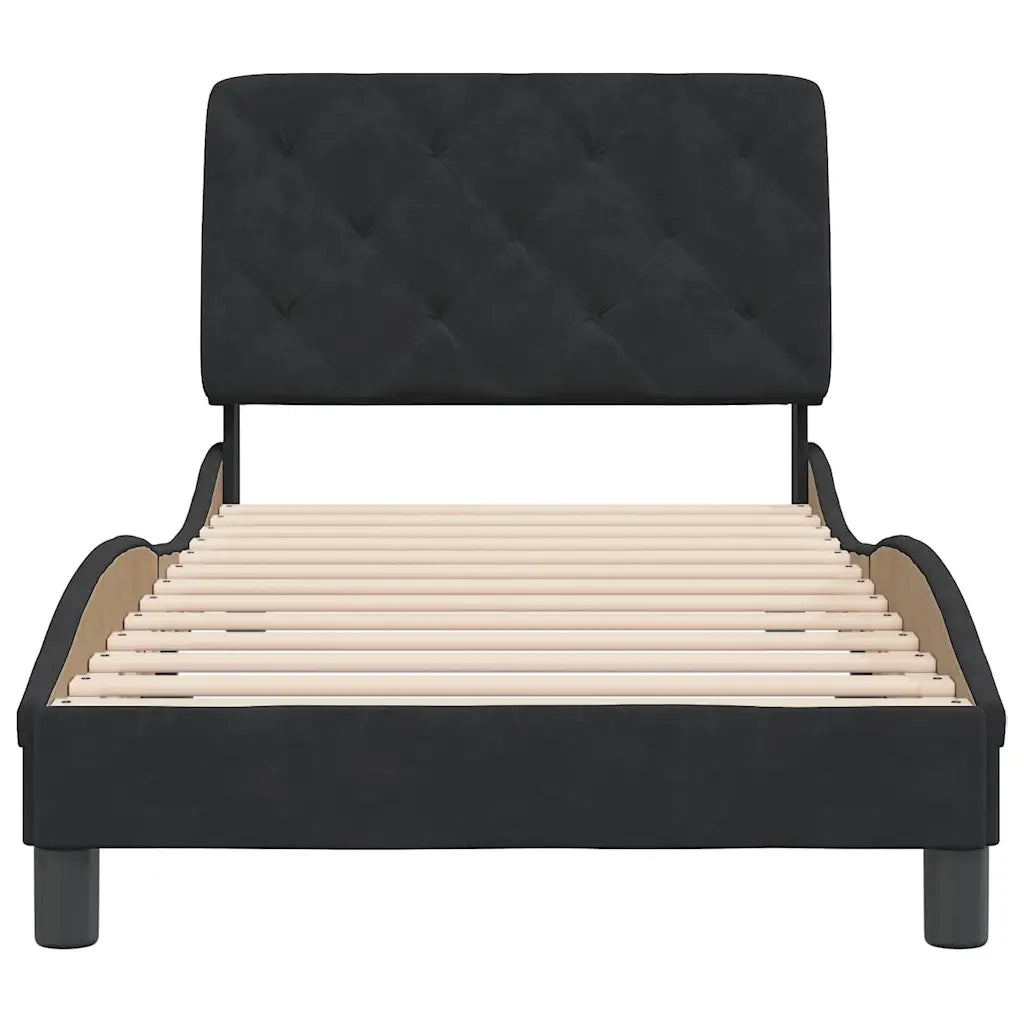 Giroletto senza Materasso-Struttura Letto Nero 90x200 cm in Velluto