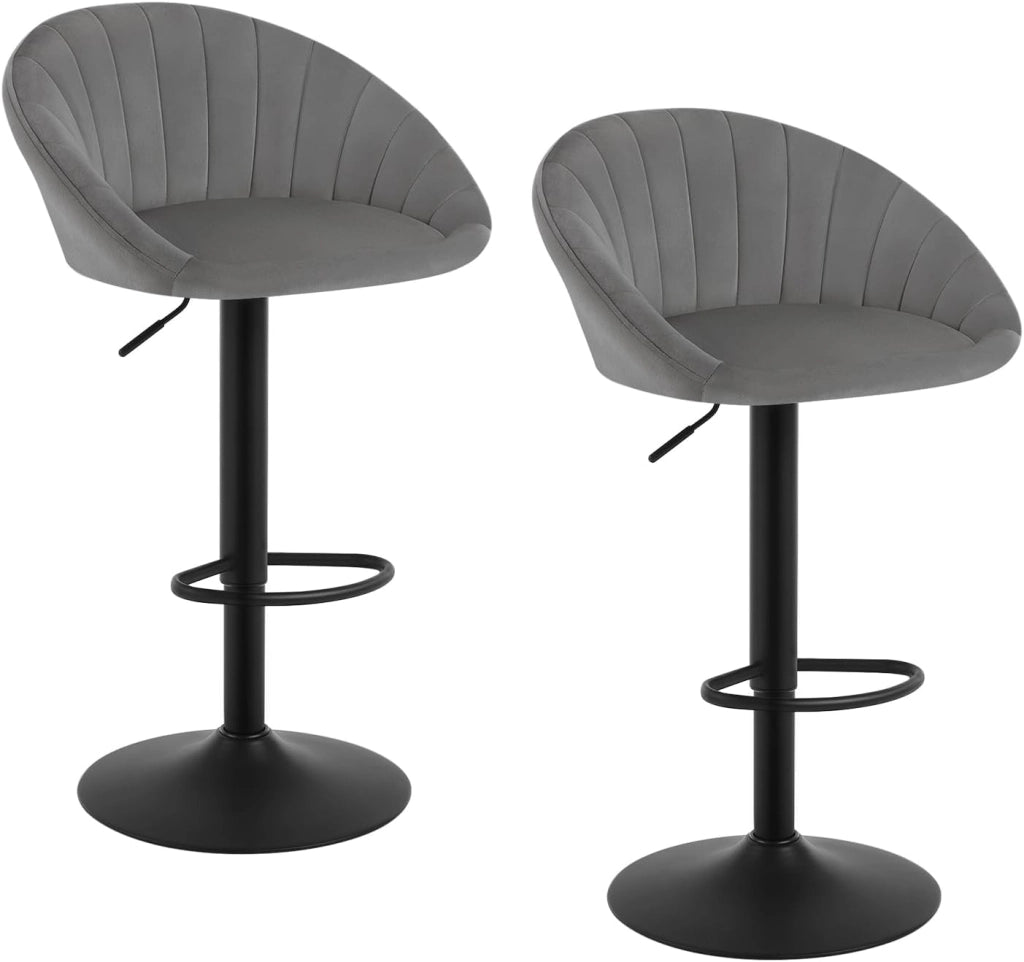 Sgabelli da Cucina Set di 2, Sgabelli da Bar Girevoli Altezza Regolabile con Schienale e Poggiapiedi, Velluto