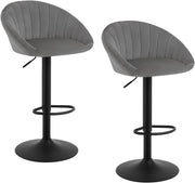 Sgabelli da Cucina Set di 2, Sgabelli da Bar Girevoli Altezza Regolabile con Schienale e Poggiapiedi, Velluto