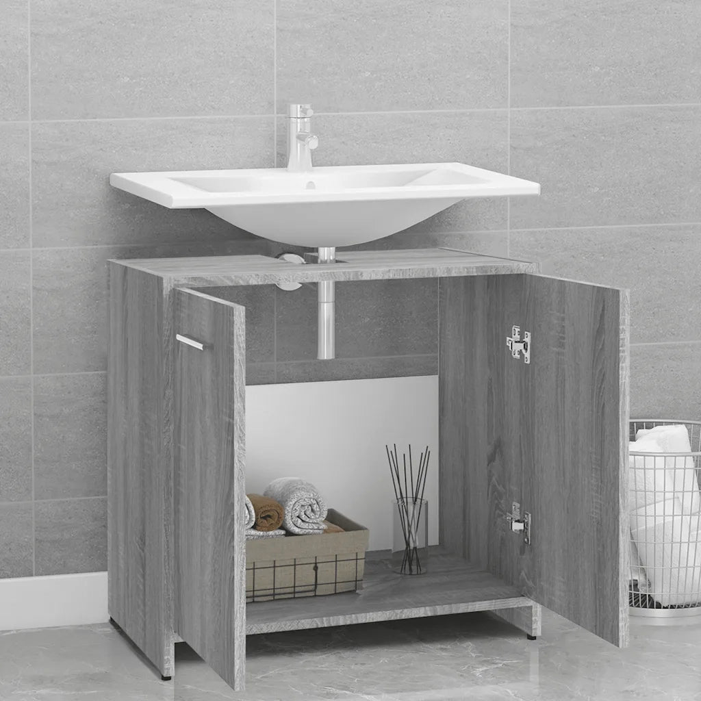 Armadietto Bagno Grigio Sonoma 60x33x60 cm in Legno Multistrato cod mxl 24851