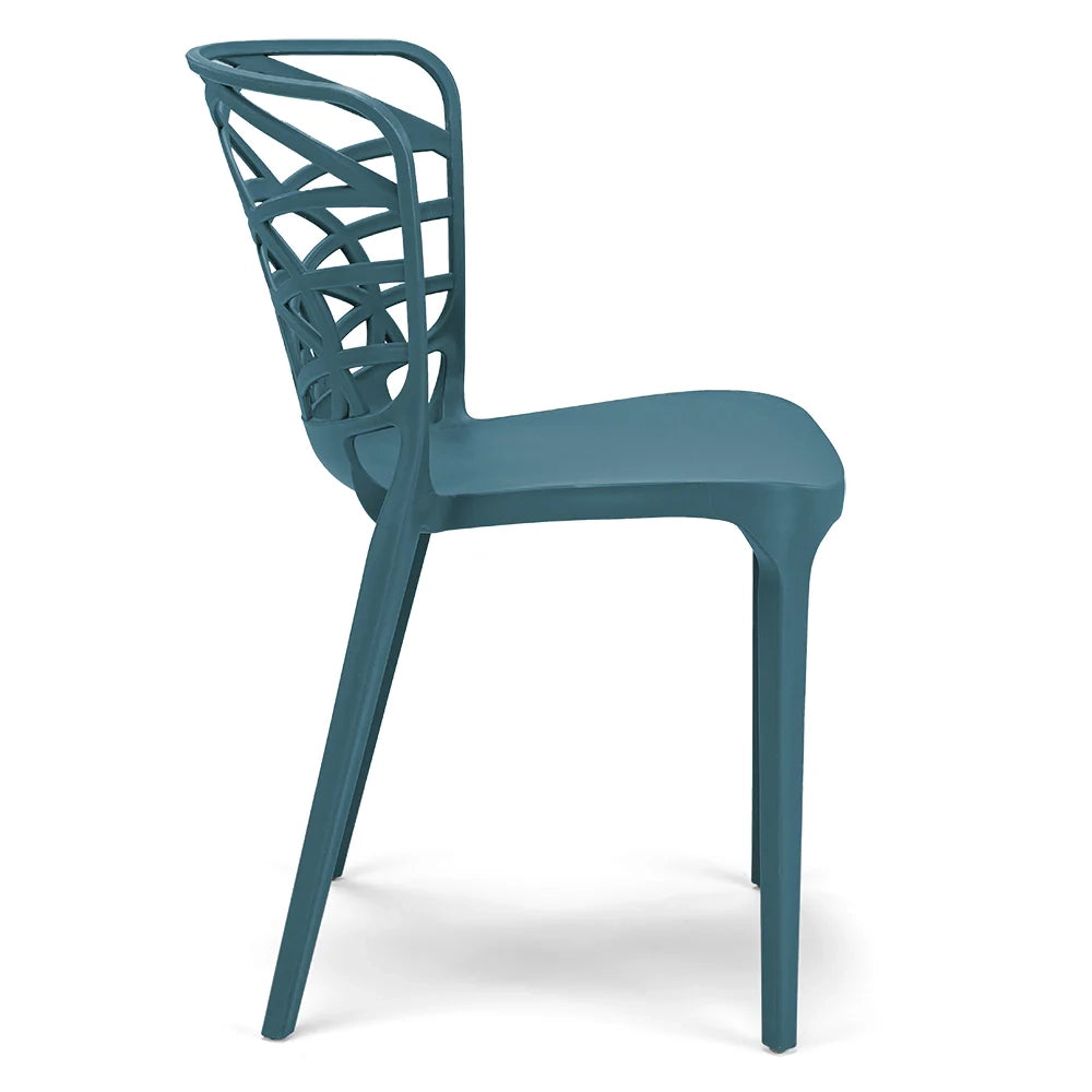 Set 6 sedie in polipropilene ARMONIA, impilabile, resistente ai raggi UV, design moderno, ideale per sala da pranzo, cucina, sala d’attesa, bar, ristoranti o giardino, colore Avio