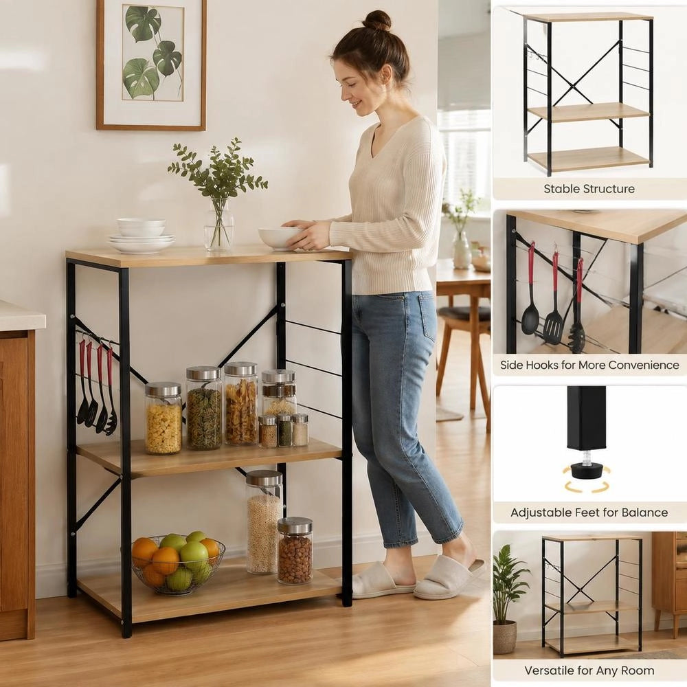 Microwave Shelf, Black Oak, 60x39.6x79.5 Cm, Engineered Wood