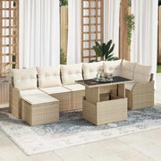 Set Divano da Giardino con cuscino 8 pcs Beige Poly Rattan 3357244