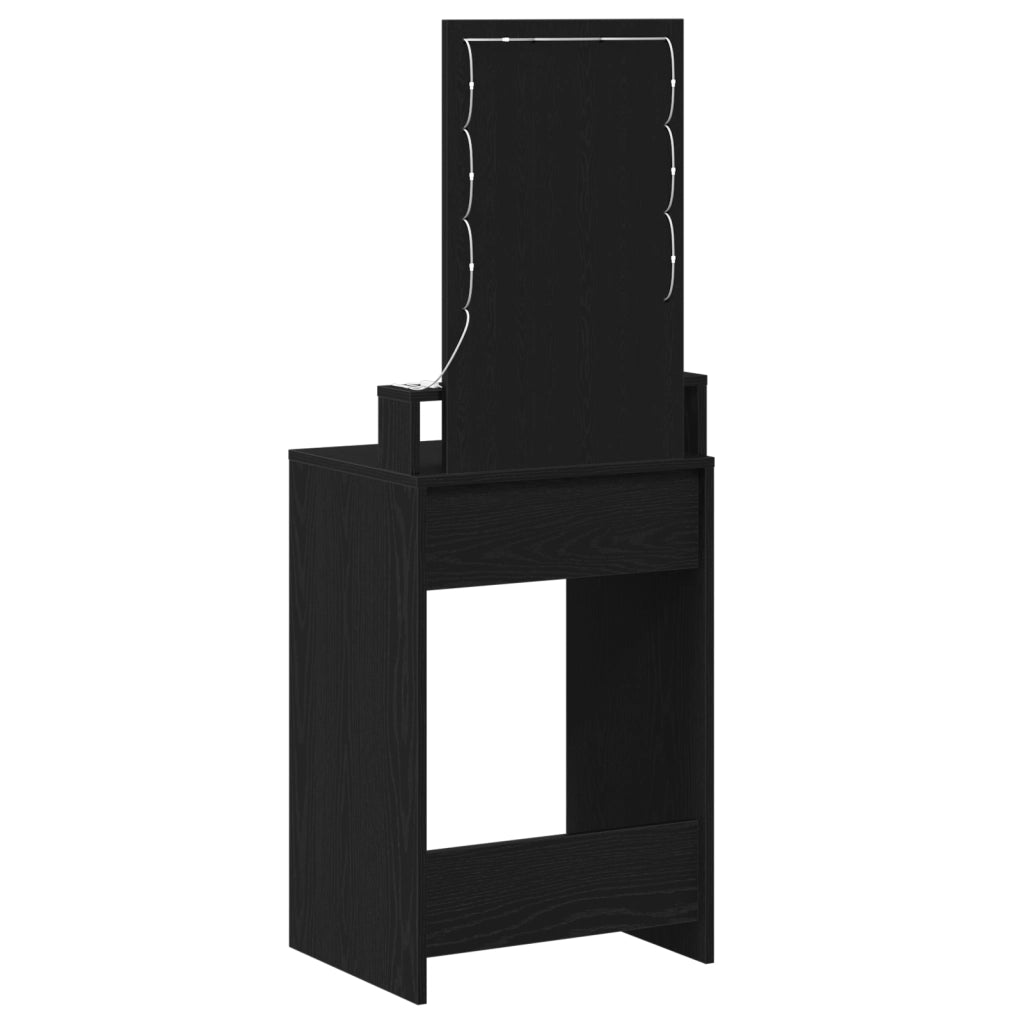 Tavolo da Trucco  con Luci LED Nero Rovere 50x41x140 cm
