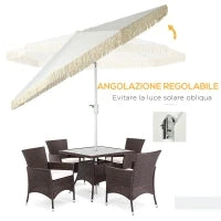 Ombrellone da Giardino a Manovella Inclinabile e Palo a 2 Sezioni, Poliestere e Metallo, 2.6x2.4 m, Bianco