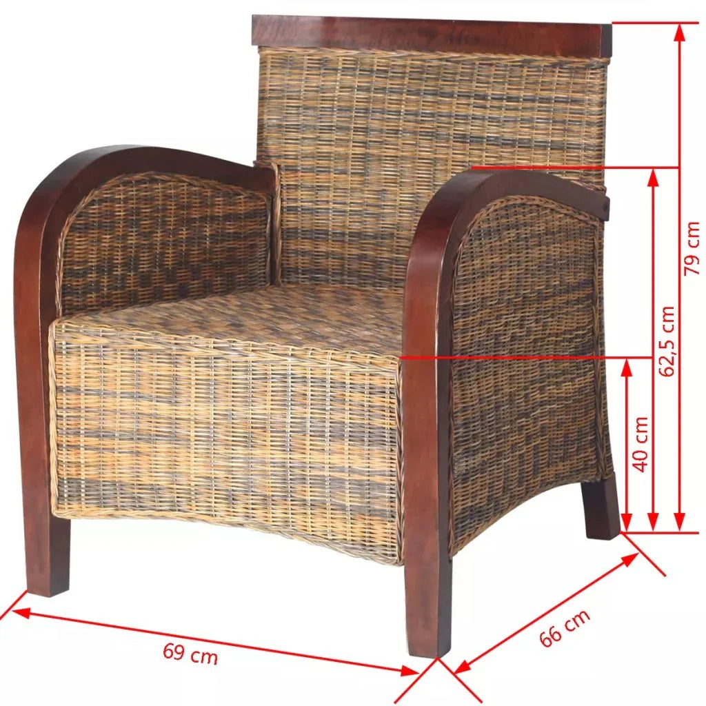 Poltrona sedia seduta lounge divano club di design soggiorno rattan intrecciato a mano marrone 1102077/3
