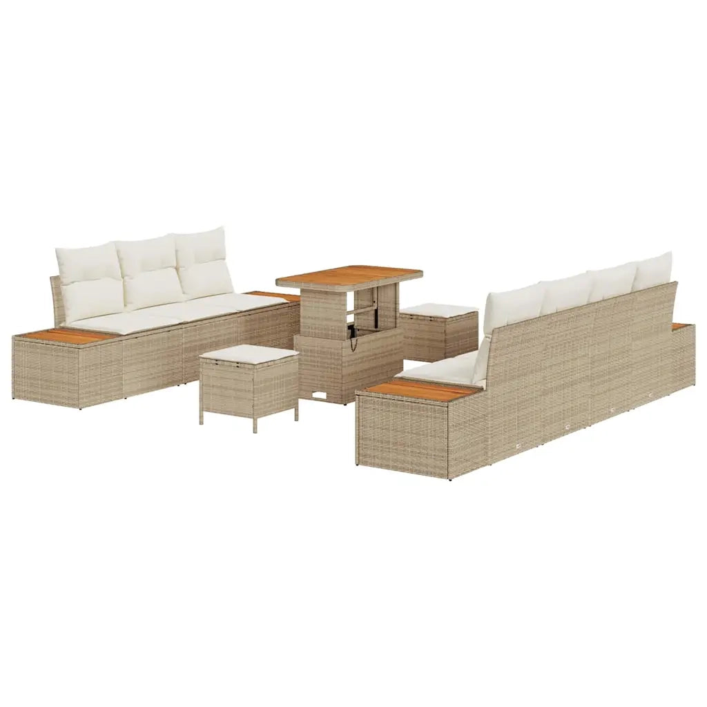 Set Divano da Giardino 10 pcs Beige polyrattan