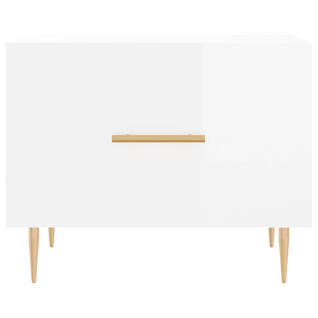 Tavolini Salotto 2pz Bianco Lucido 50x50x40cm Legno Multistrato 829369