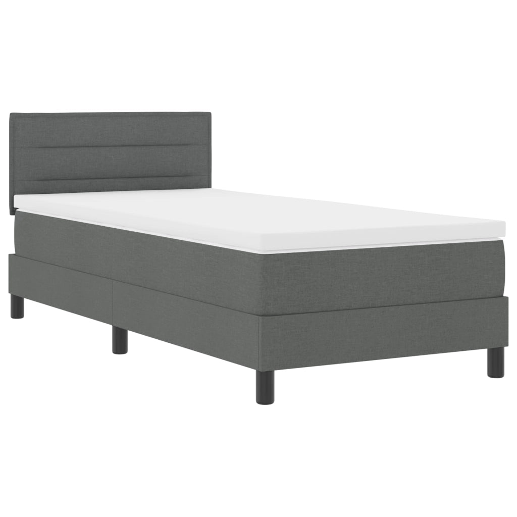 Letto Box Spring con Materasso e LED Grigio Scuro 90x190 cm Tessuto