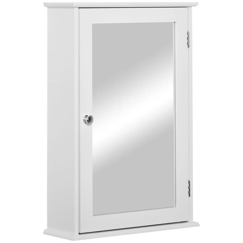 MOBILETTO BAGNO PENSILE CON SPECCHIO E ANTA A CHIUSURA 41X14X60 CM BIANCO