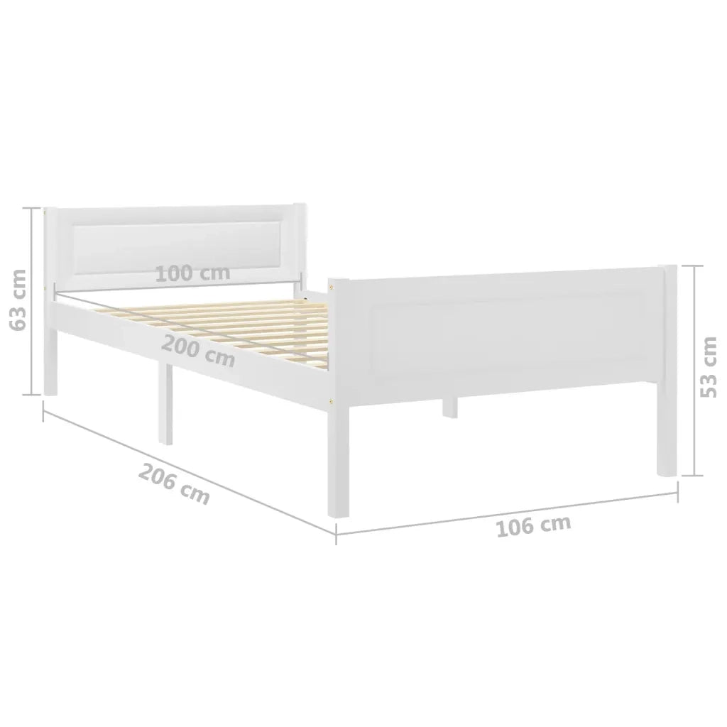 Giroletto-Struttura Letto Bianco in Legno Massello di Pino 100x200 cm 199225