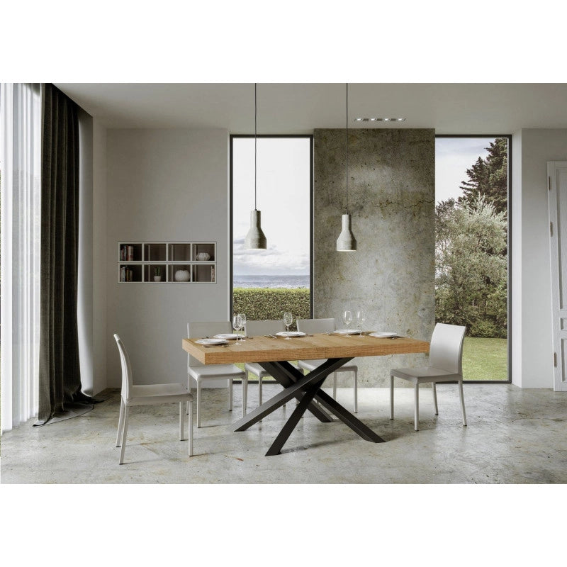 Tavolo allungabile 200/304x90 cm Volantis Premium telaio Antracite - Quercia Natura