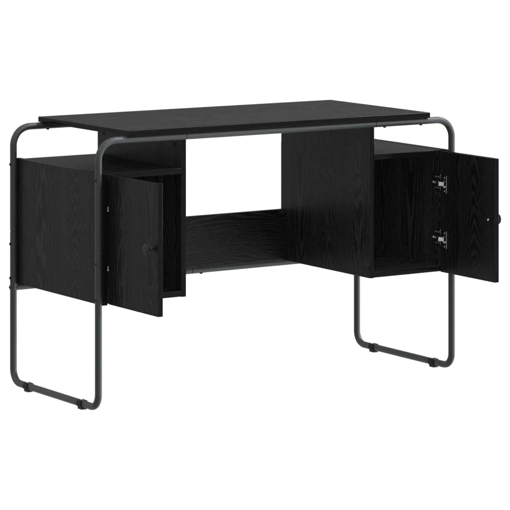 Scrivania con Spazio di Archiviazione Rovere Nero 8008038