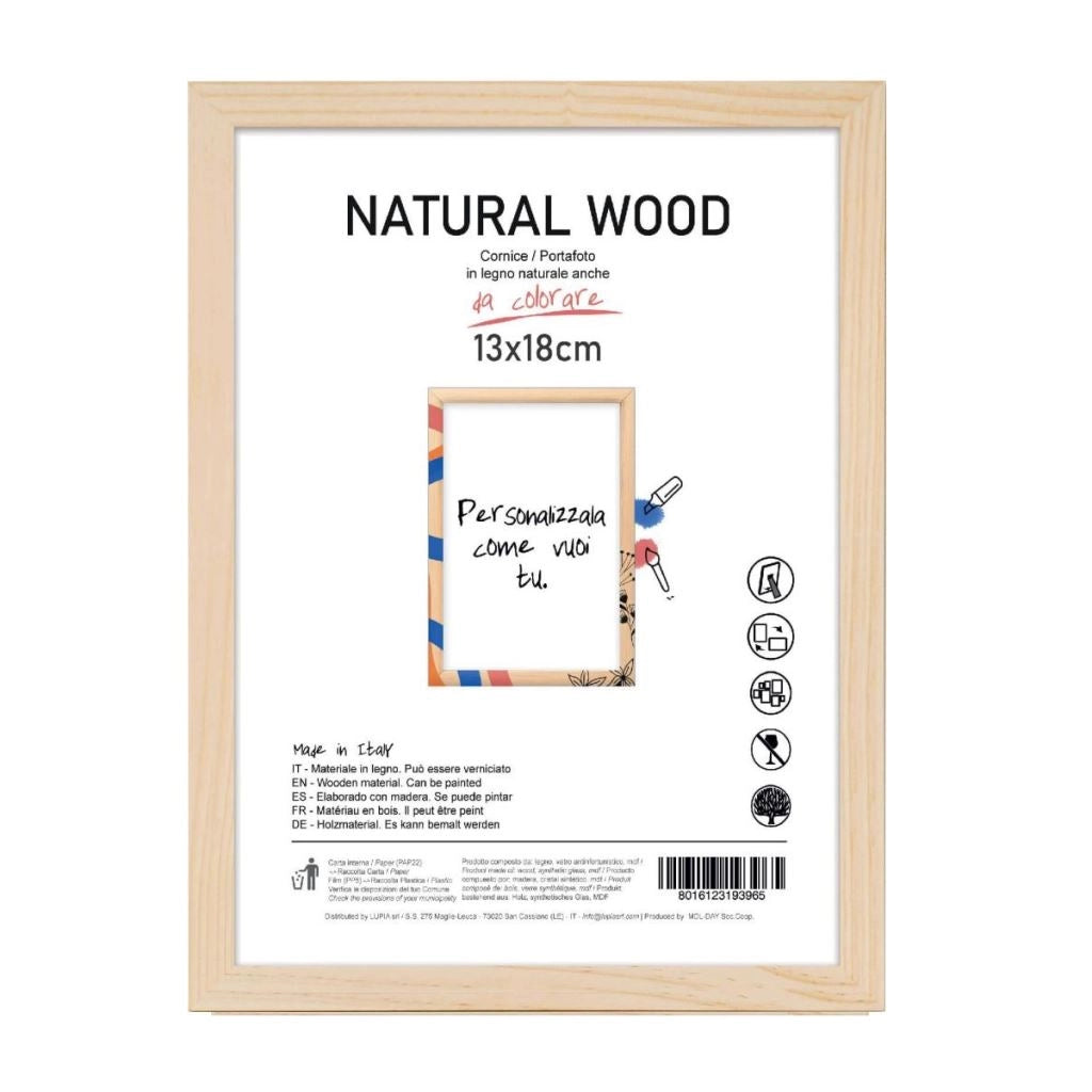 Cornice Portafoto da Appoggio Natural Wood con Piede 13 x 18 cm