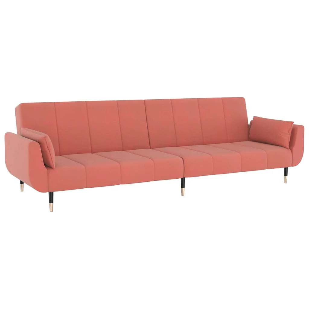 Divano letto a 2 posti letto per gli ospiti trasformabile divano letto per soggiorno pieghevole per uso interno con due cuscini velluto rosa 02_0020657