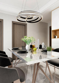 Lampada a Sospensione da Interno a LED in Metallo Nero Opaco