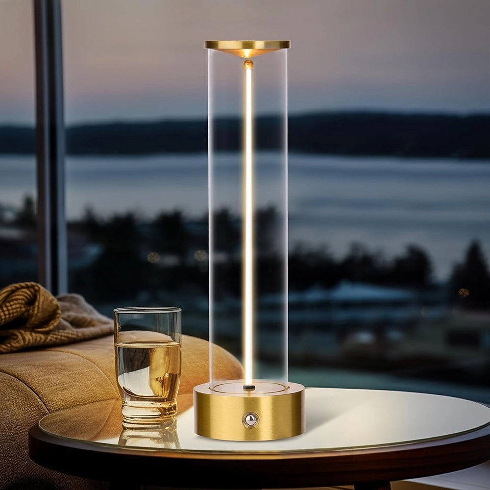 Trade Shop - Lampada Da Tavolo Scrivania Led 3w Filamento Flessibile Magnetico Lume Ricaricabile D39 - Oro