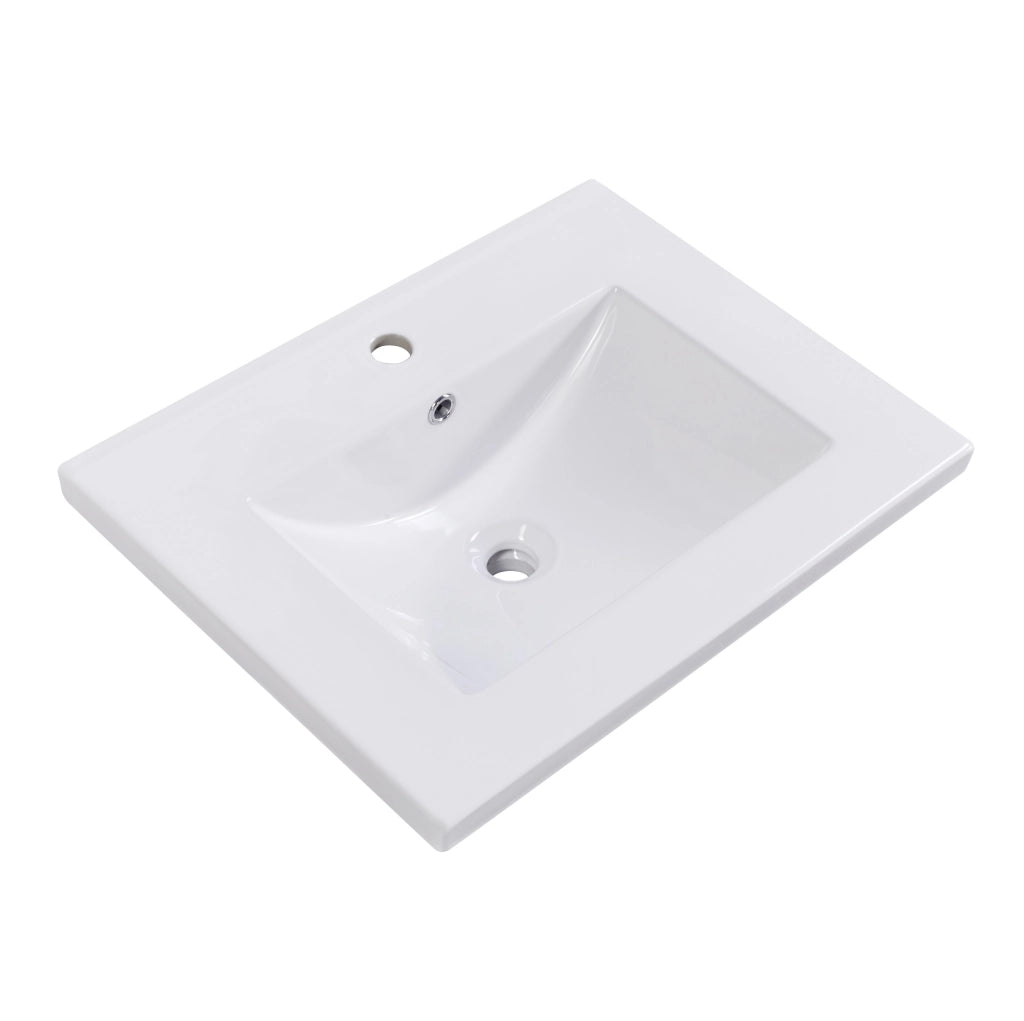 Mobile bagno da terra con lavabo in ceramica; legno massello e MDF; grigio e bianco