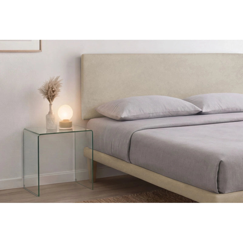 Letto imbottito Matrimoniale 180x200 cm Flat - Con rete,Microfibra,Sabbia