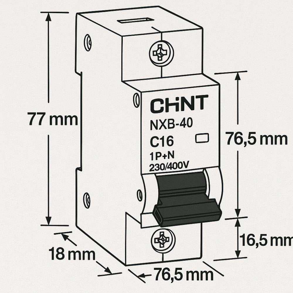 Chint 817017 interruttore magnetotermico 1p+n c16 4,5ka 1 modulo 230v 16a
