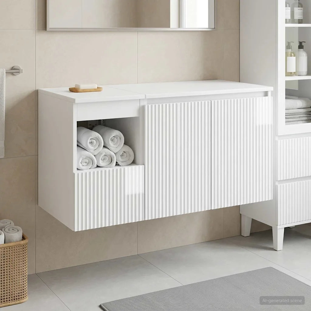 Set di mobili per il bagno 2 pz Bianco Lucido 3404118