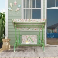 Dondolo per Bambini da Esterno a 2 Posti con Tettuccio Regolabile e Cinture di Sicurezza, 112x75x120 cm, Verde