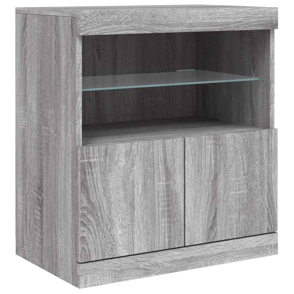 Credenza | Madia | Buffet da pranzo | Armadio da pranzo con Luci LED Grigio Sonoma 142,5x37x67 cm