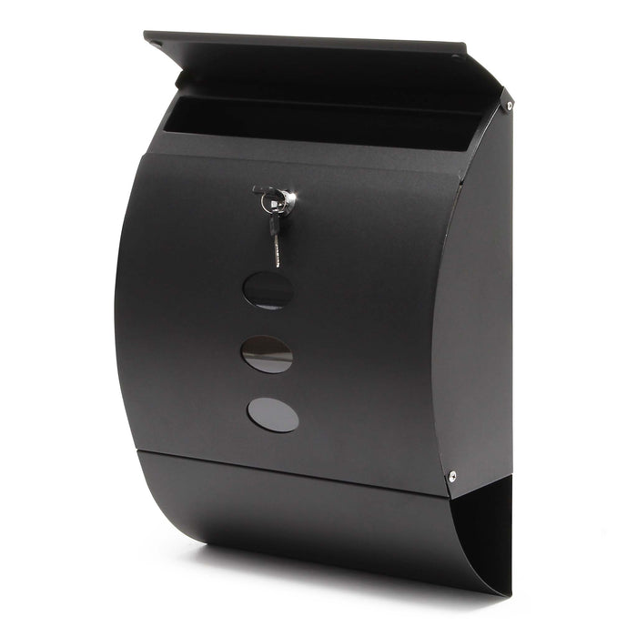 Cassetta postale V18 con vano portagiornale, verniciata a polvere nera
