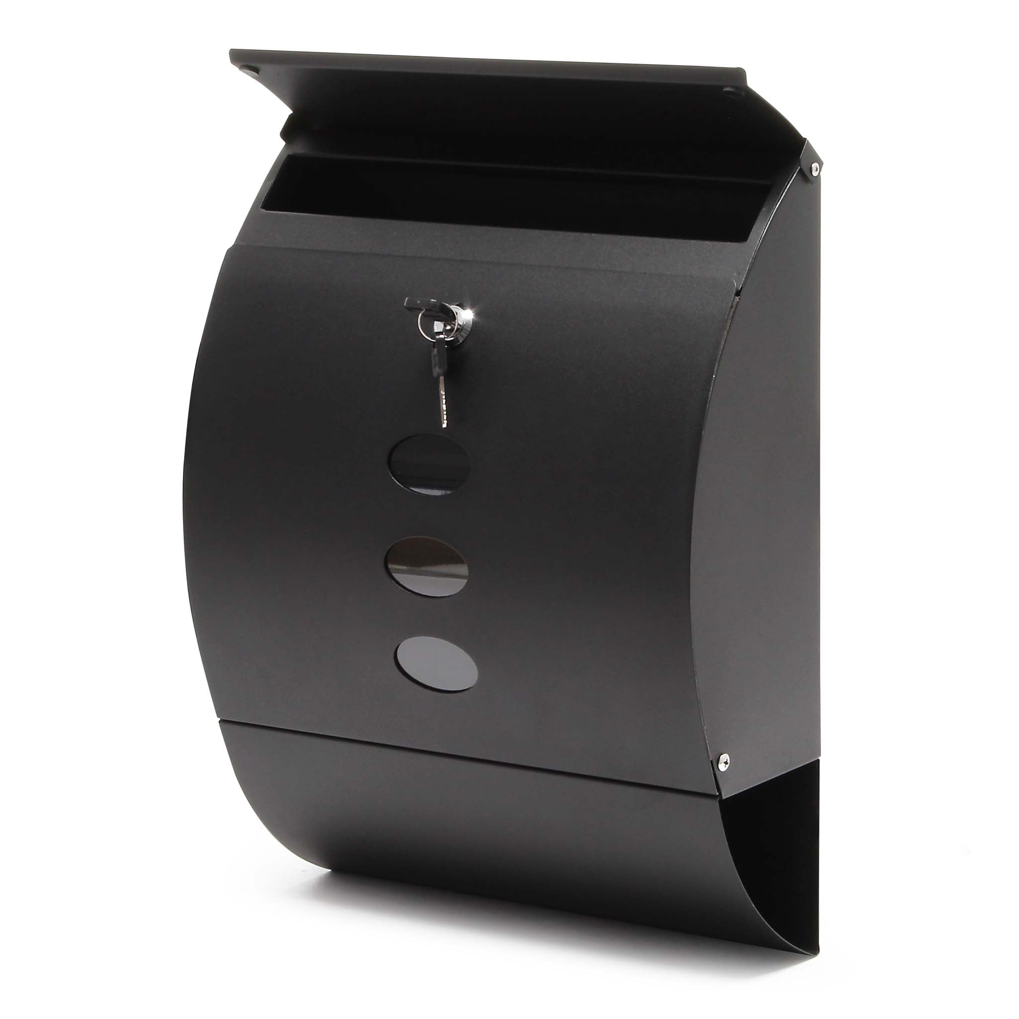 Cassetta postale V18 con vano portagiornale, verniciata a polvere nera