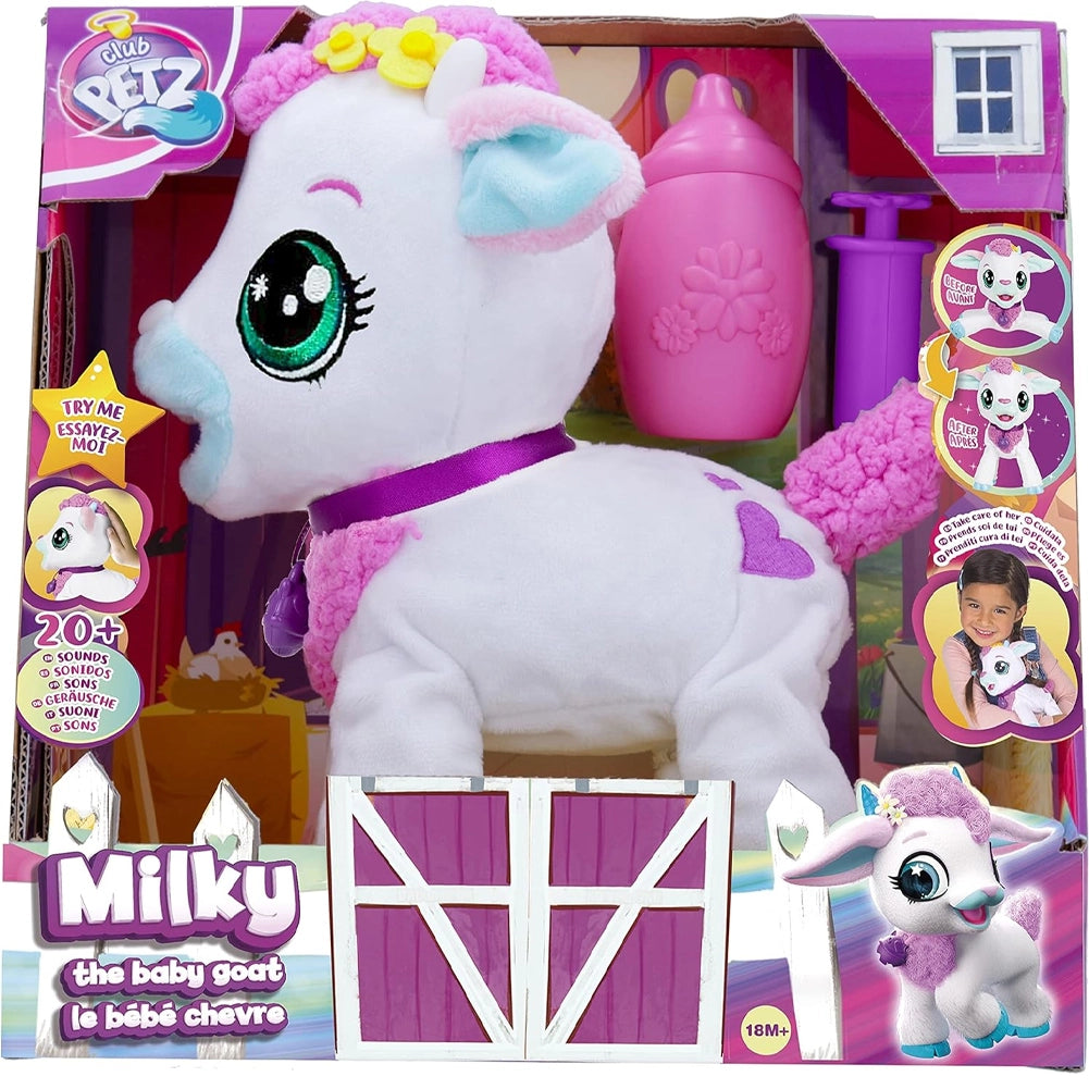 Club Petz Milky The Baby Goat Capra Giocattolo Peluche Idea Regalo con Suoni