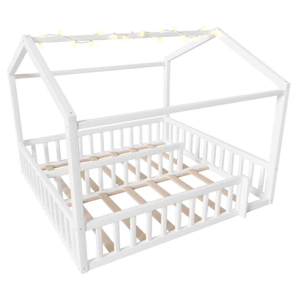 Letto Singolo per Bambini con Sponde e LED ¨C MINIMAL ¨C Pino Bianco 90x190 cm