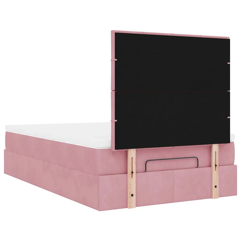 Struttura Letto Pouf con Materasso Rosa 120x200 cm Velluto 3313468