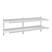 Mensola da parete professionale in acciaio inox - 2 ripiani - 40 x 180 cm 14_0001556
