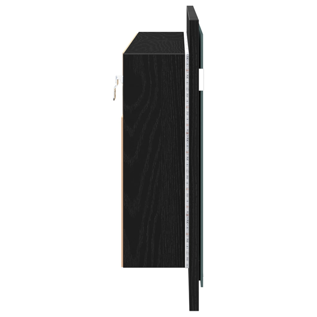 Specchio LED Rovere Nero 100x12x45 cm Legno Ingegnerizzato
