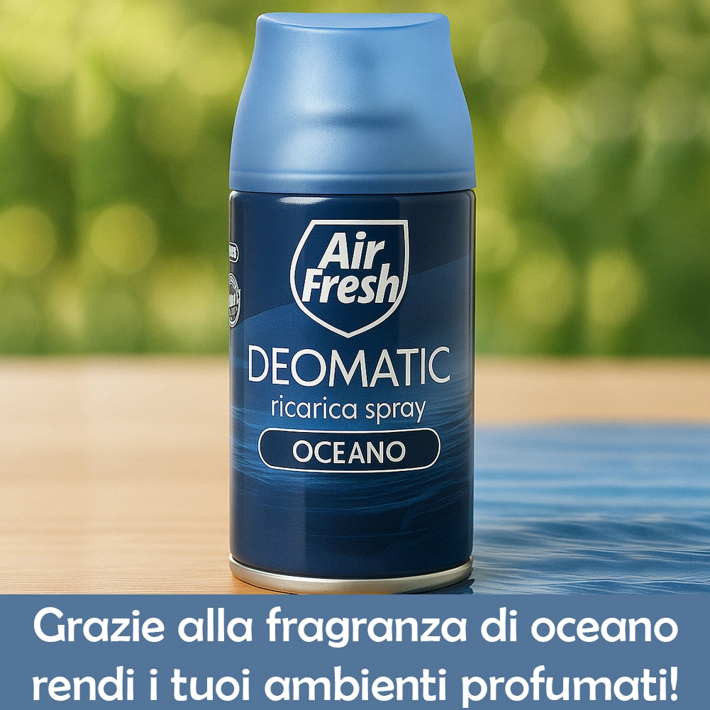 AIR FRESH Deomatic Set 6 x 250 ml Ricarica Spray Profumatore per Ambiente Oceano