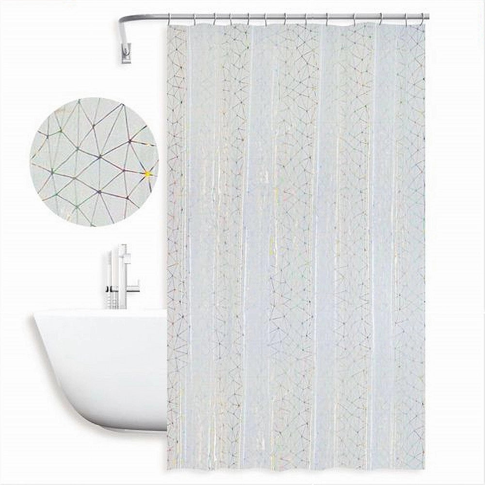 Trade Shop - Tenda Doccia Vasca Bagno Geometrico Effetto Prisma Con 12 Ganci 240x180 Cm 87184 -