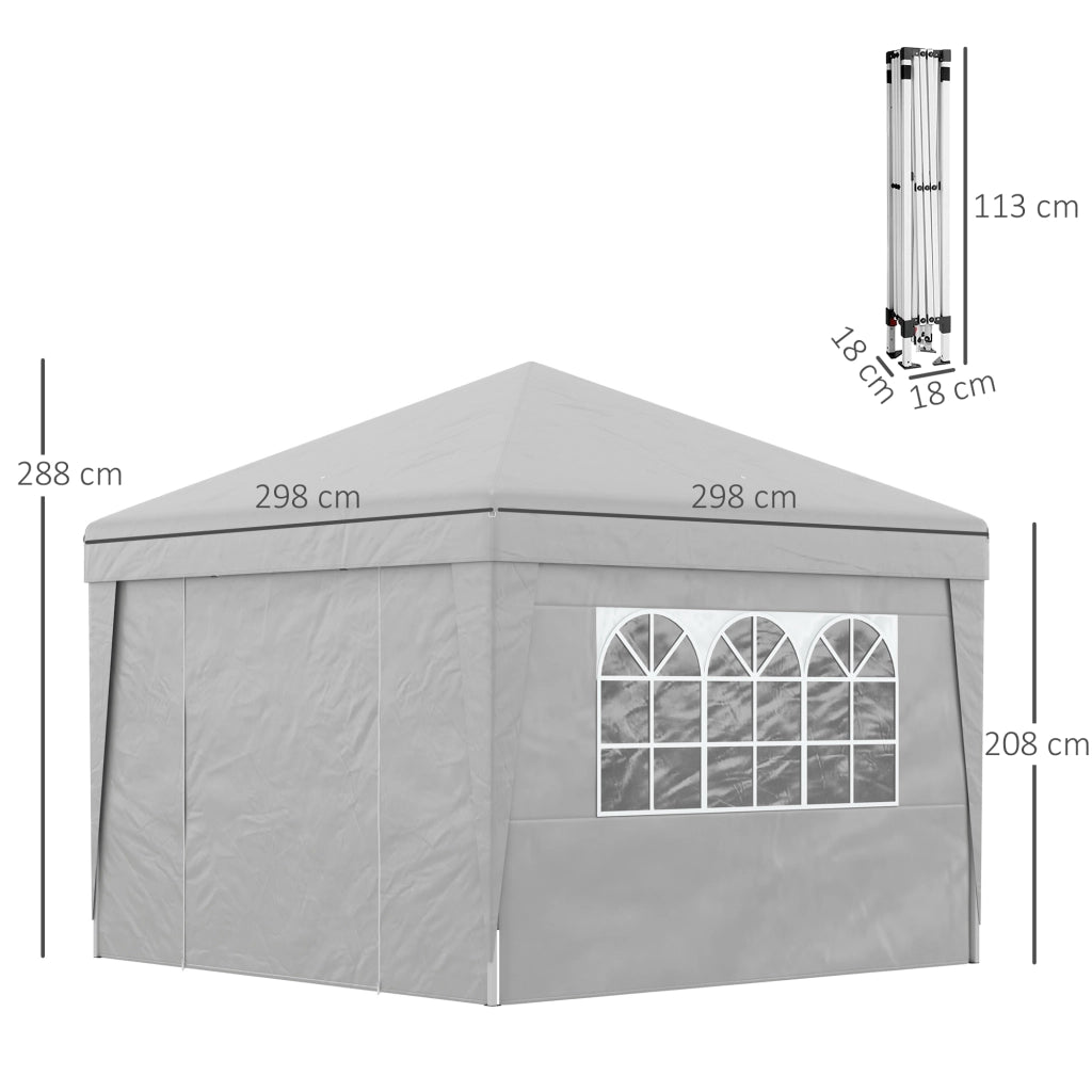 Gazebo Pieghevole 3x3 m ¨C zephmum ¨C Grigio Chiaro Acciaio Tessuto Oxford