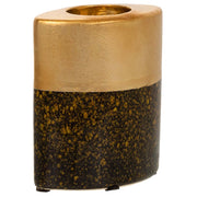 Portacandele in ceramica dorata 10,5x6,5x12,5h