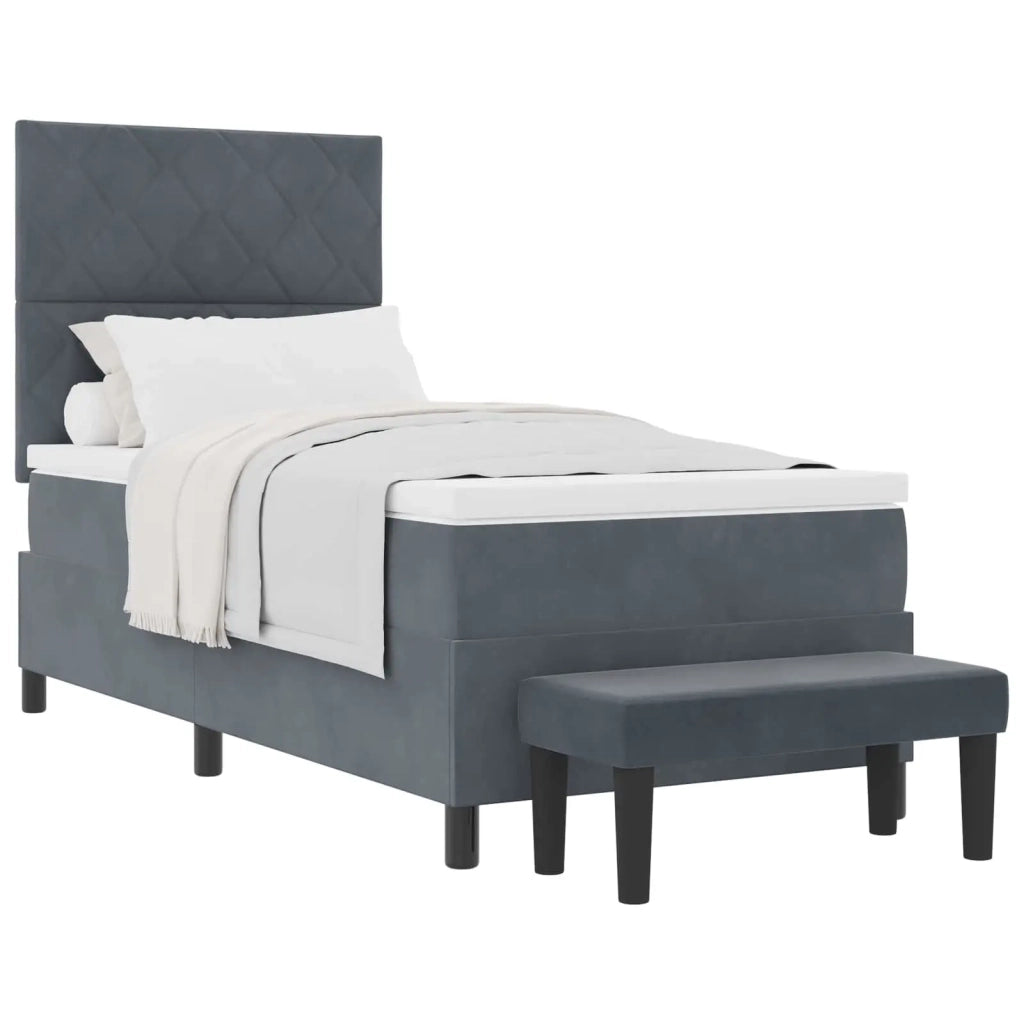 Letto a molle con testiera Grigio scuro 200 x 100 cm Velluto 3344559