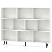 Organizzatore di stoccaggio moderno con 5 gambe di metallo affusolate, Libreria a 10 cubi studio camera da letto Bianco