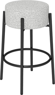 COSTWA Sgabello da Bar 48 x 48 x 68 cm, Sedia da Pranzo con Seduta Imbottita e Base in Metallo, Sgabello Imbottito inTessuto di Lino per Isola della Cucina e Sala da Pranzo, Grigio