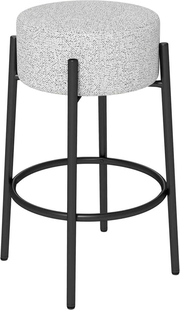 COSTWA Sgabello da Bar 48 x 48 x 68 cm, Sedia da Pranzo con Seduta Imbottita e Base in Metallo, Sgabello Imbottito inTessuto di Lino per Isola della Cucina e Sala da Pranzo, Grigio