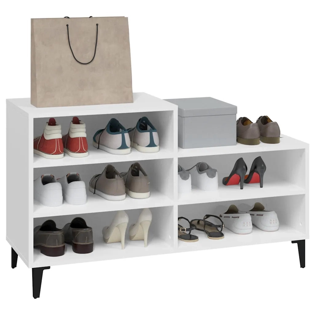 Scarpiera-Scaffale per scarpe Bianca 102x36x60 cm in Legno Multistrato 186201